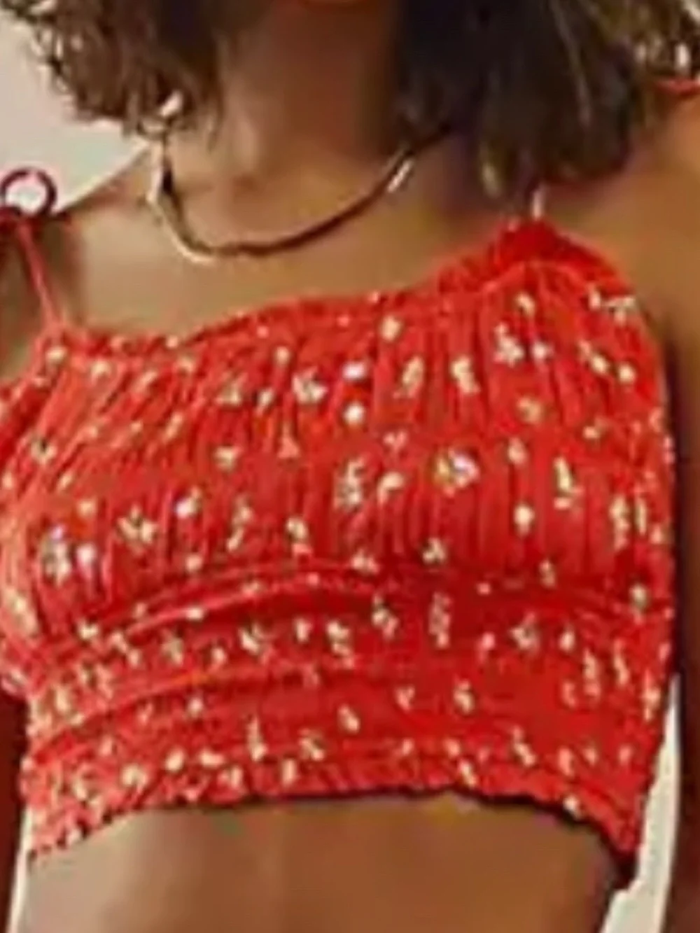 Free People Orange Floral Smoked Crop Top